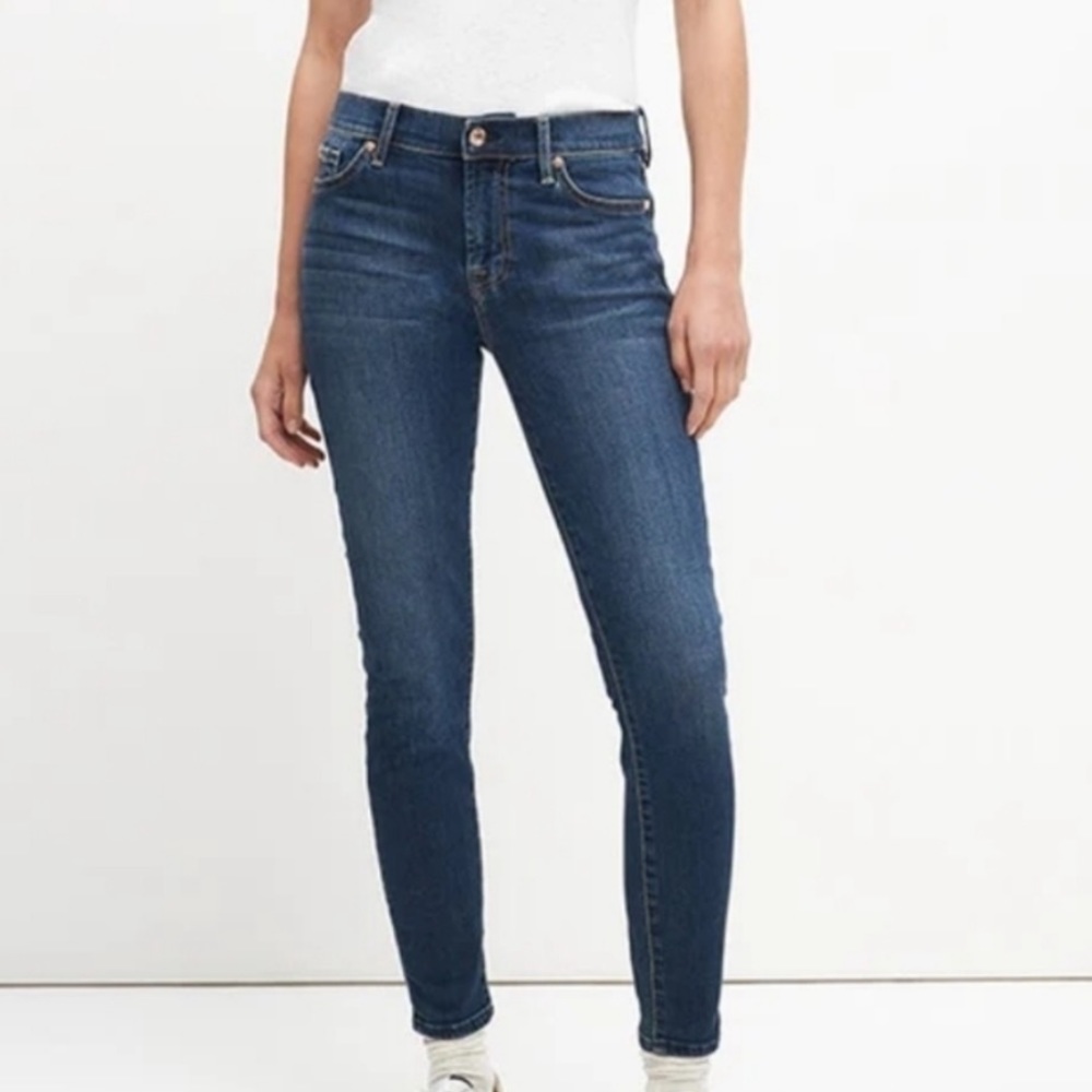 7 for all Mankind NWT The Skinny Ankle 23 Dark Wash Jean Slim Illusion Luxe